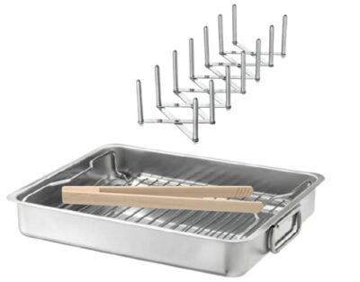 ikea koncis ofenform mit rost und variera deckelhalter aus edelstahl